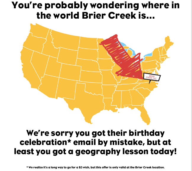 Which Wich Brier Creek 2nd Email