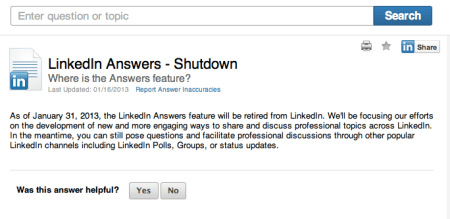 LinkedIn Answers Shutdown